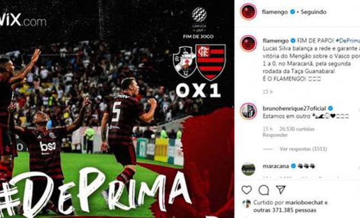 De férias, Bruno Henrique usa as redes para ironizar derrota do Vasco para o Flamengo: 'Outro patamar'!